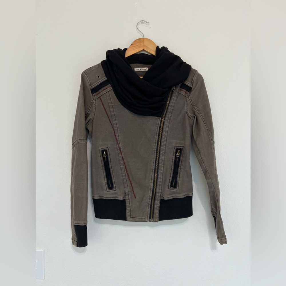 Lost & Found Woman’s Desert Taupe Retro Lace Biker Jacket